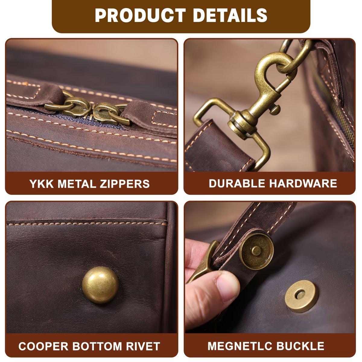 Large-Capacity Genuine Cowhide Duffel/Gym Bag – Handmade Vintage-Style "Crazy Horse" Leather Travel Bag