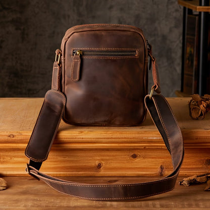 Handmade Vintage Genuine Leather Small Crossbody Bag – Top-Grain Cowhide / Crazy Horse Leather Casual Sling Bag