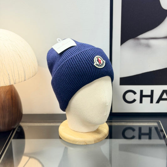 Unisex Cuffed Knit Beanie Navy Blue Logo Winter Ski Hat